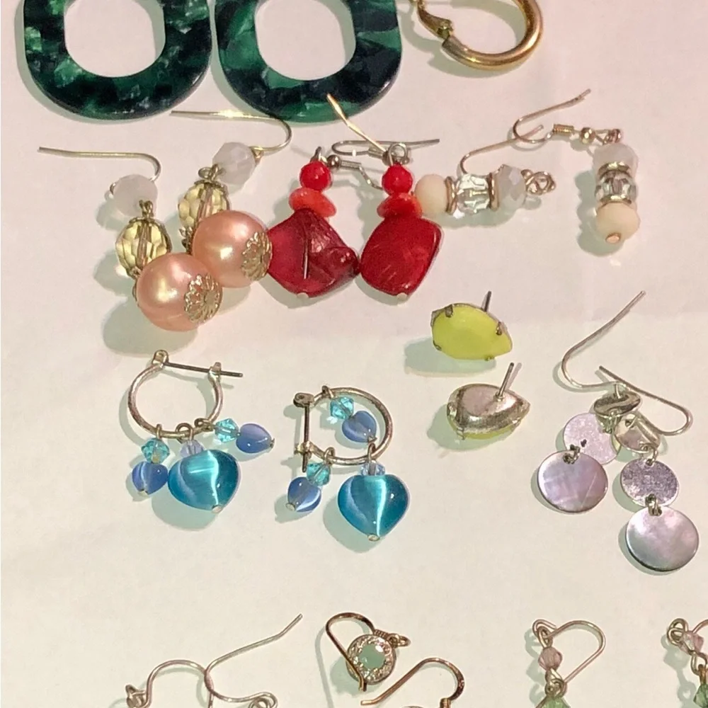 Assorted Women's Fashion Earrings - Multicolor Set 11 pair most hooks sterling